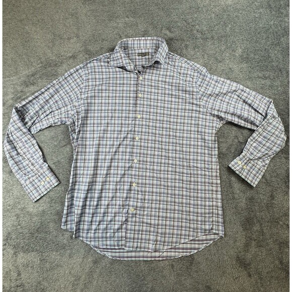 Peter Millar Button Up Shirt Mens Size XL Checker Long Sleeve Summer Comfort - Picture 1 of 8